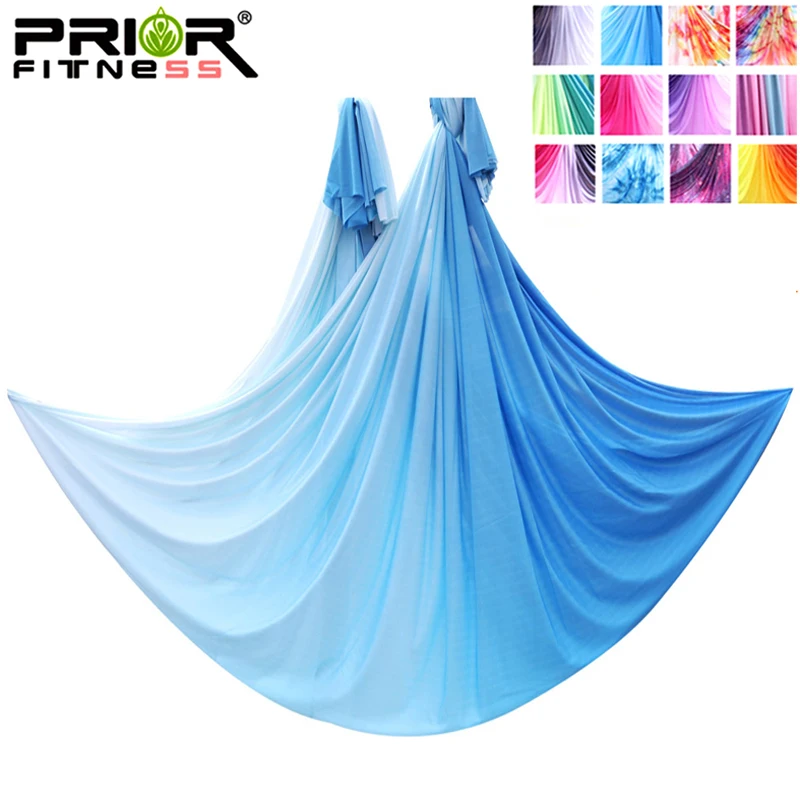 6m Aerial Yoga Hammock Aerial silks Ombre Gradient Color Yoga Fitness Stretch Belt For GYM Indoor Yoga Studio