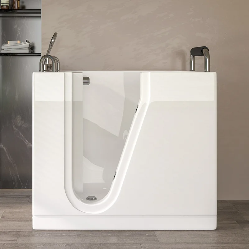 Factory Direct 2026 Top RatedSmall rectangular family walk-in sitting Jacuzzi for the elderly bathing non-slip barrier-free side