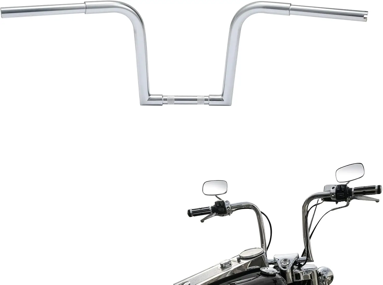 

Satin Chrome 14" Rise Ape Hanger Bar Handlebar Fit for Harley Sportster XL883 XL1200 Softail FLST FXST Custom Motor
