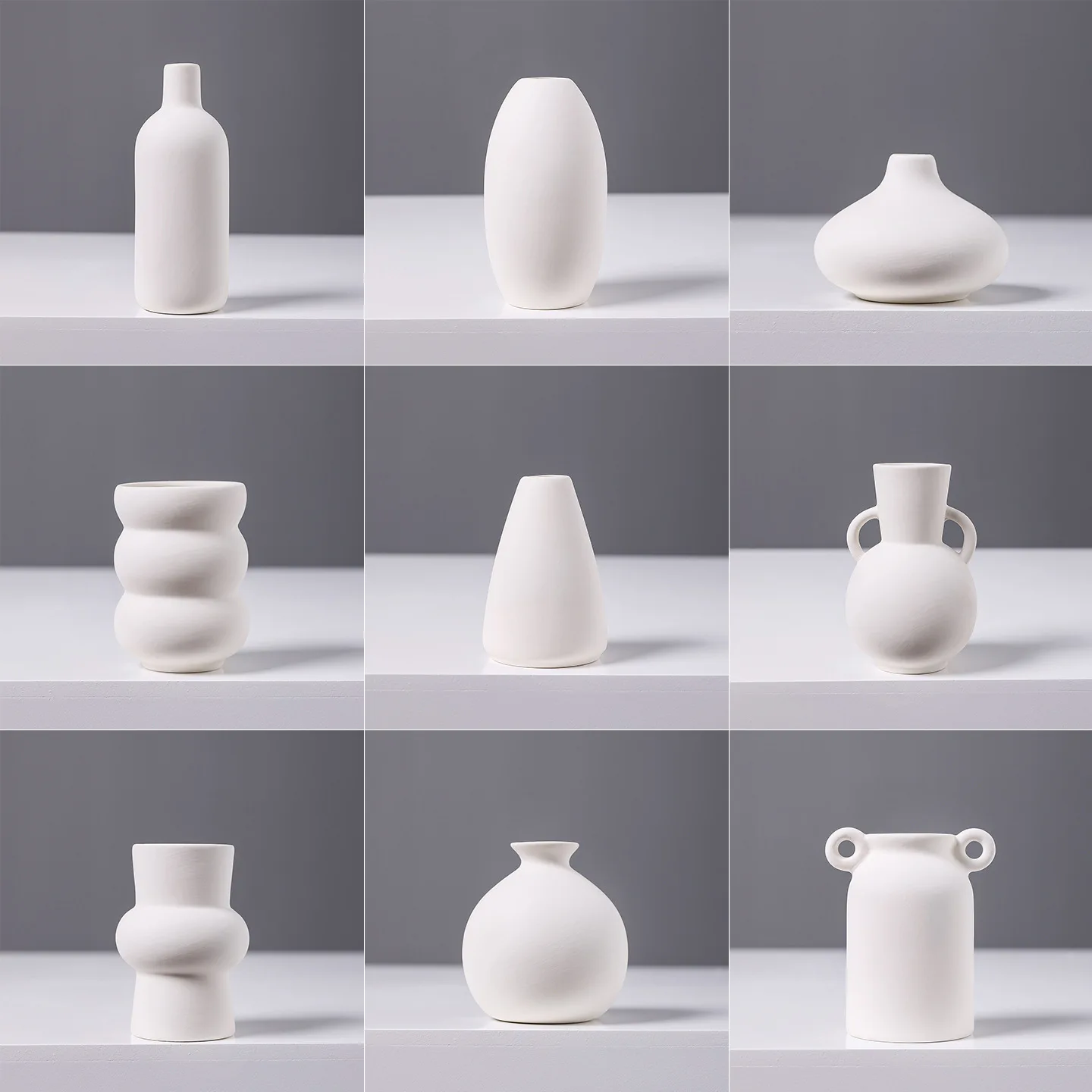 White Ceramic Mini Vase, Chinese Minimalist Desktop Hydroponic Pot for Dried Flowers, Aesthetic