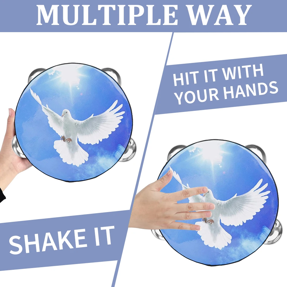 Бубен 8 дюймов 10-дюймовый ручной деревянный бубен металлические джинглы музыкальный инструмент ритм ударный бубен