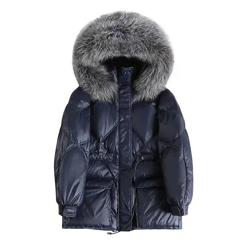 

Winter Cotton Padded Fur Parka New Hooded Big Fur Collar Down Jacket Women Thick Warm Parkas Female Outerwear