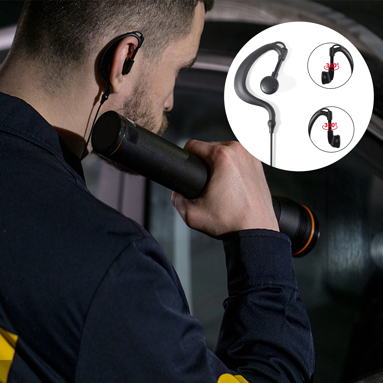 APX 6000 Earpiece XPR 7550e Headset G Shape with Mic PTT for Motorola Radios APX 8000/7000/4000 XPR 7350e/7580e/7380e/7550/7350 view 4