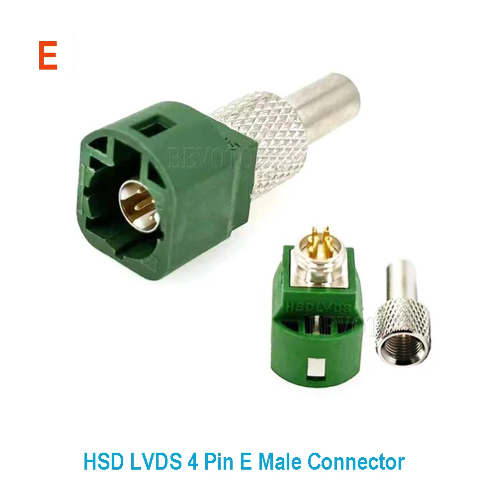 1PCS HSD LVDS 4 Pin Code B/C/D/G/J/K/Z Connector Straight Male Plug Crimp for Dacar 535 4 Core Coaxial Cable Car Reversing LVDS