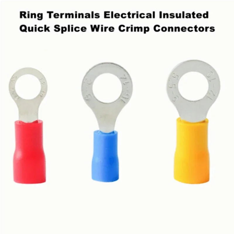 100 Stück RV1.25 RV2 RV5.5 Isolierte Ringkabelschuhe Crimpklemmen Elektrische Kabelverbinder