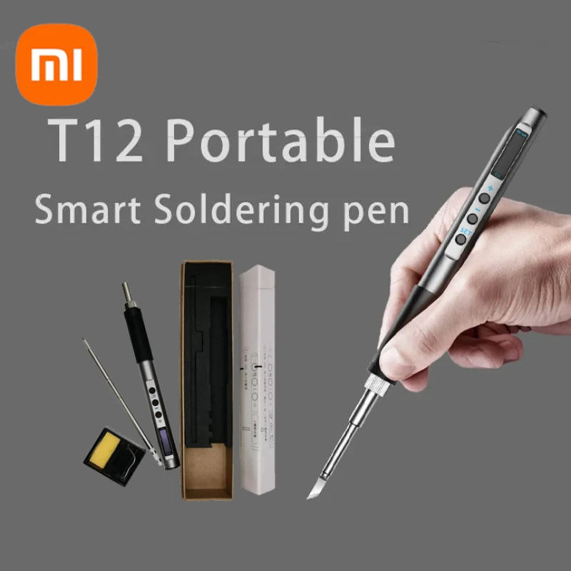 Портативный Электрический паяльник Xiaomi T12 PD, паяльная станция 5-20 в, 65 Вт, с металлическим корпусом и регулировкой температуры, с нагревательным карандашом