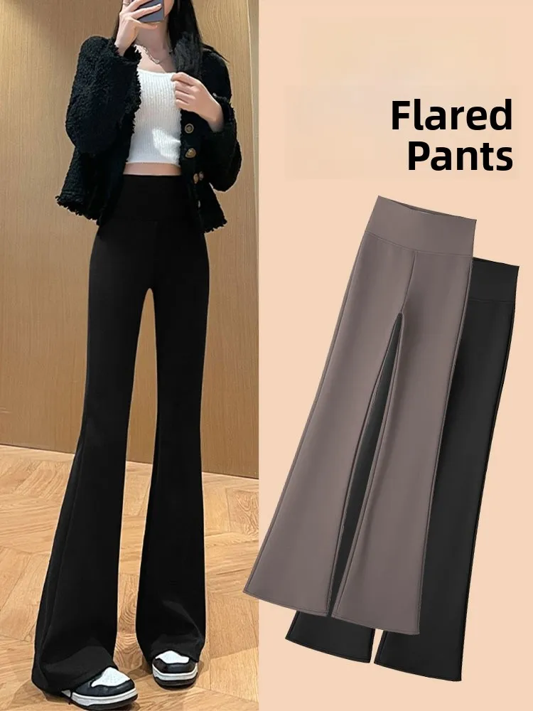 

Женские брюки для фитнеса и йоги с высокой талией, весна-осень 2025, новые, повседневные, расклешенные, из флиса