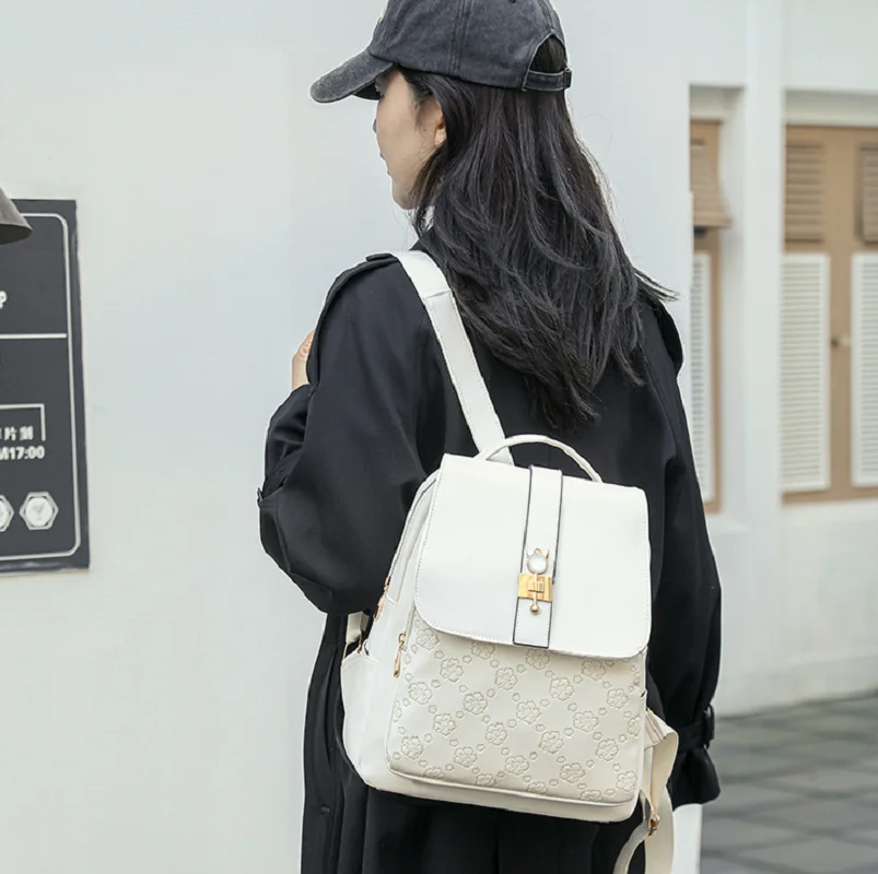Hot Sale New Korean Printing High Quality Leather Travel Backpacks Women's Casual Shoulder Bags Totes Large Capacity School Bag
