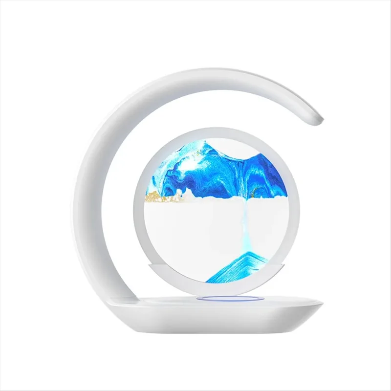 

2PCS 15W Wireless Charger with Quicksand Painting Night Lamp Table Top Decoration Fast Charging Station