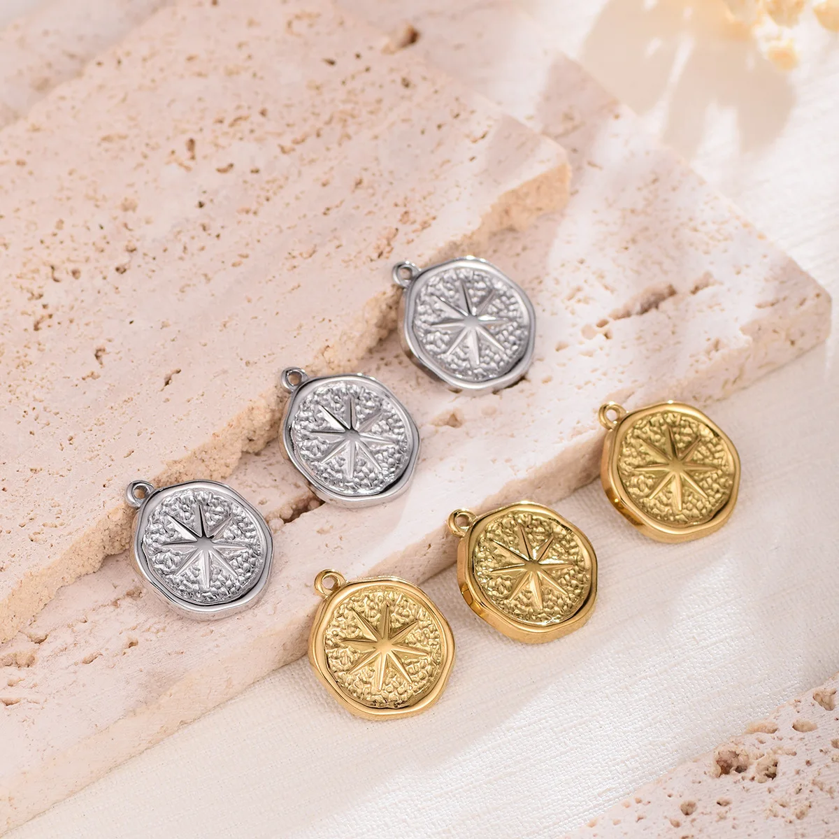 

3PCS Stainless Steel Niche Design Eight-point Star Pendant Handmade DIY Pendant Bracelet Earring Accessories