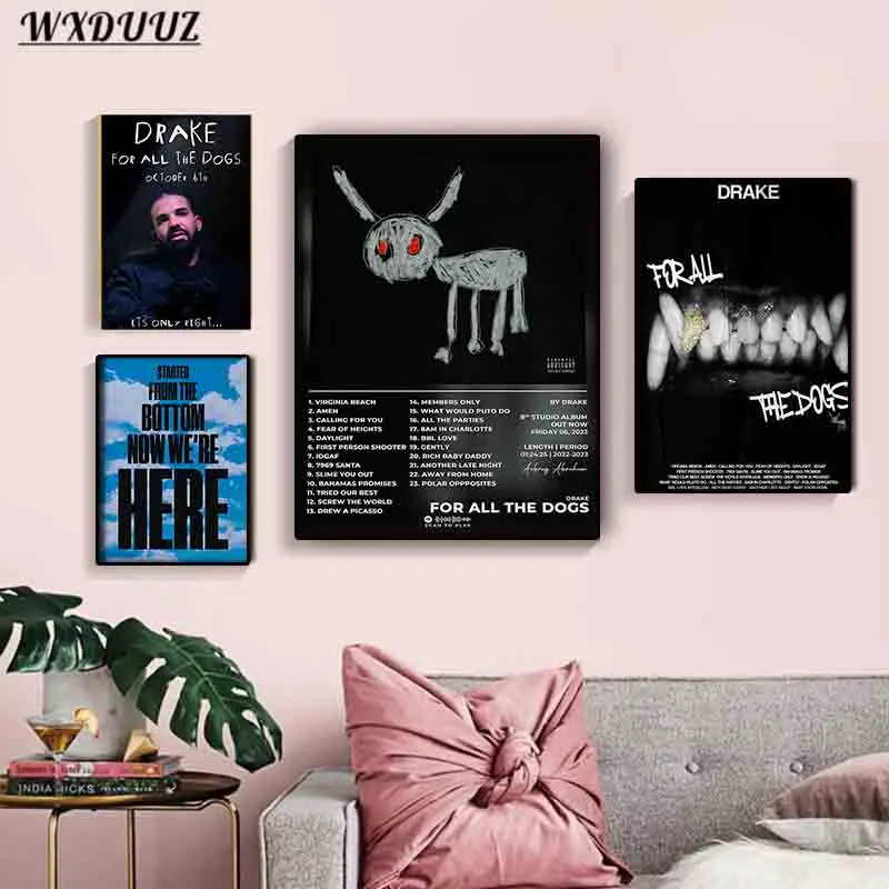 2023 Drake Album Drake for All the Dogs Poster Aesthetic Pop Rapper Music Cover Her Loss Single Canvas Print Wall Art Room Decor