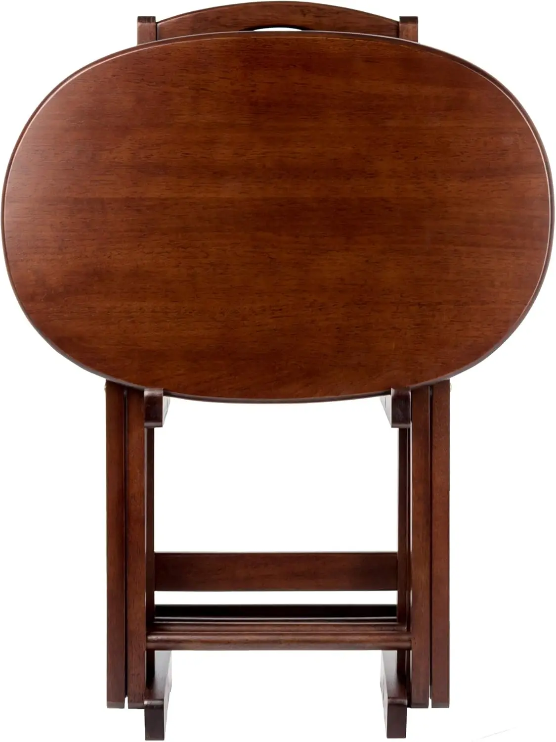 Snack Table Set with Stand for Living Room, 26", Cappuccino, Set of 4 Tables