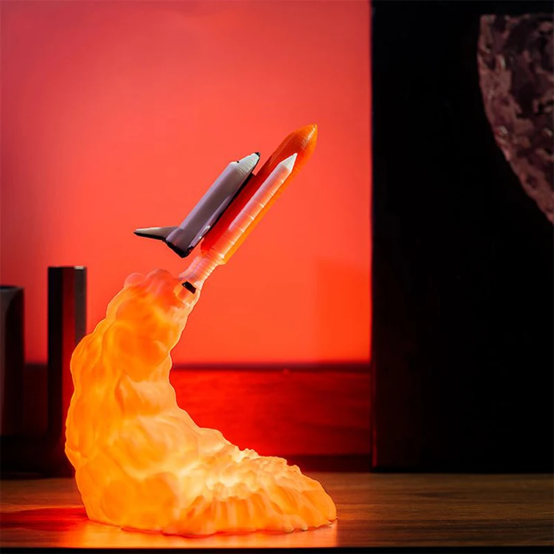 3D Print Space Shuttle LED Night Lamp Bedside Desk Lamp 800 mAh USB Rechargeable Rocket Light Christmas Kids Gift for Room Decor