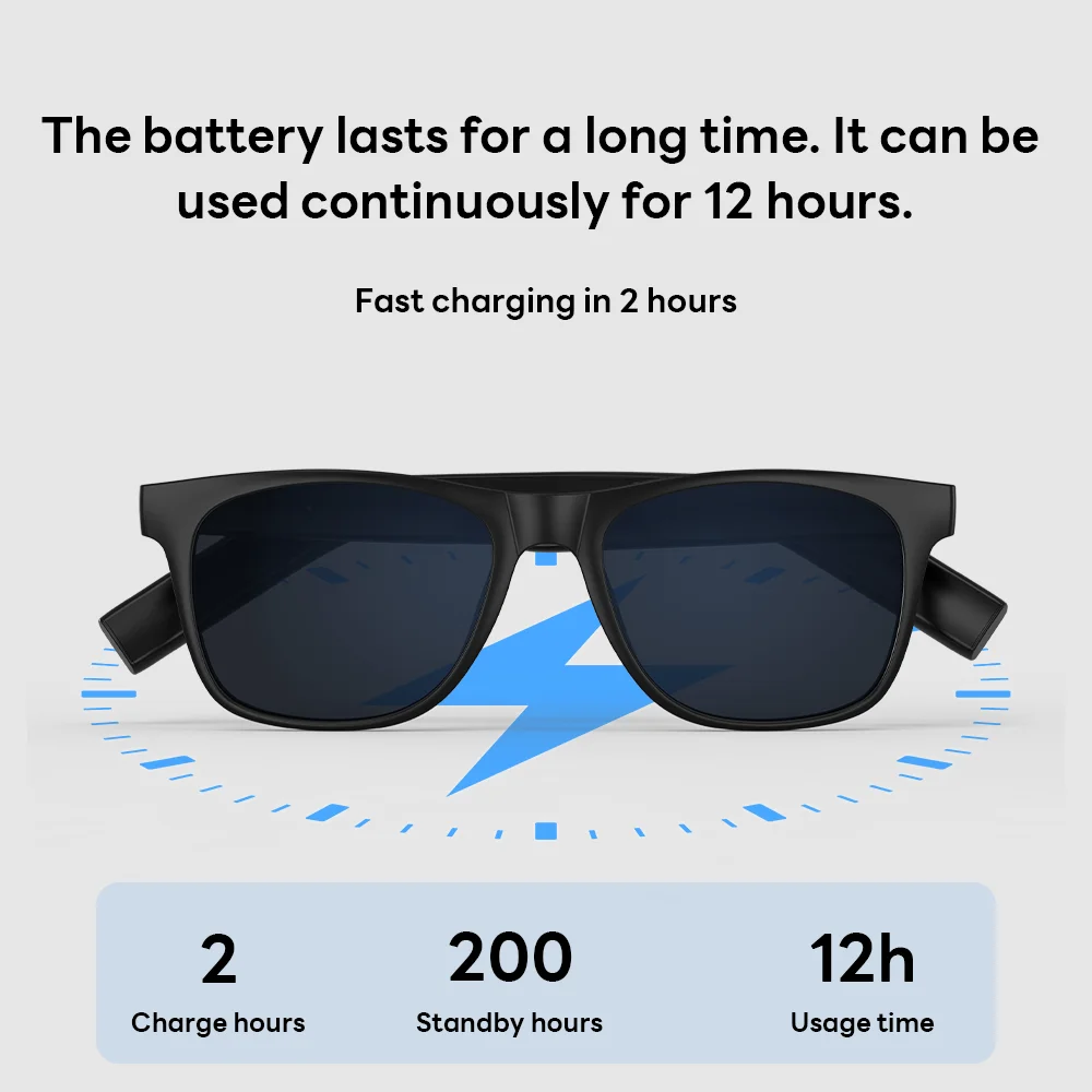 Nowe inteligentne okulary LAXASFIT z zestawem słuchawkowym Bluetooth 2 w 1, połączenia Bluetooth, asystent głosowy, ochrona przed niebieskim światłem, inteligentne okulary przeciwsłoneczne