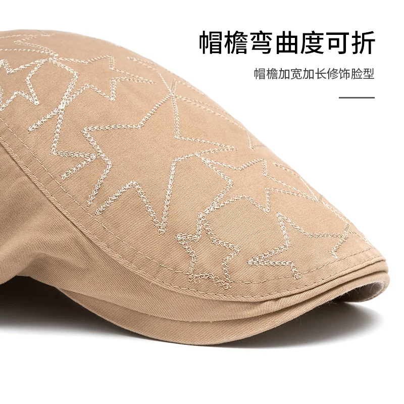Embroidered Forward Hat Men's Baseball Cap British Newsboy Cap Spring Summer Outdoor Sun Hat Beret Painter Hat