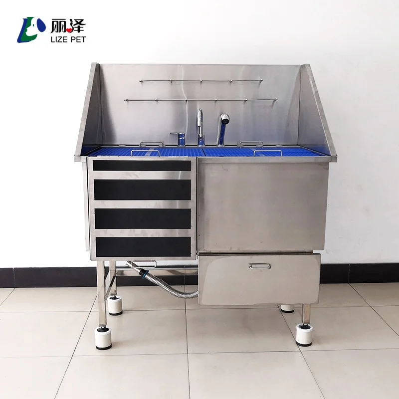 PET Professional Dog Bathing Station 50-Inch Grooming Tub Nonskid Retractable Ramp Large Dogs Stainless Steel Bathroom
