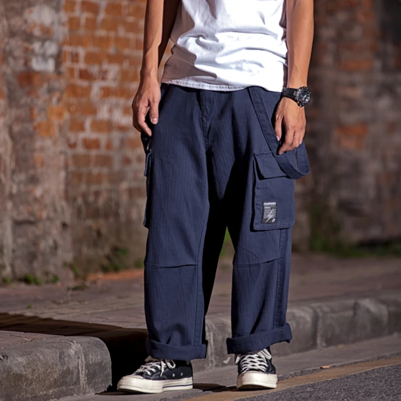 

Oversize Overalls Men Casual Streetwear Work Joggers Male Loose Cargo Mens Trousers Multi-pocket Pantalones Hombre