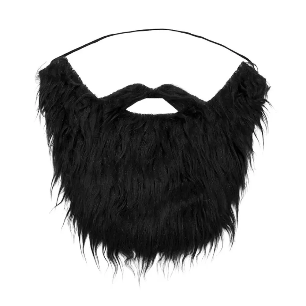 Long Curly Fake Beard Realistic Synthetic Hair Facial Hair Multipurpose Elastic Rope Fake Mustache Holiday Masquerade