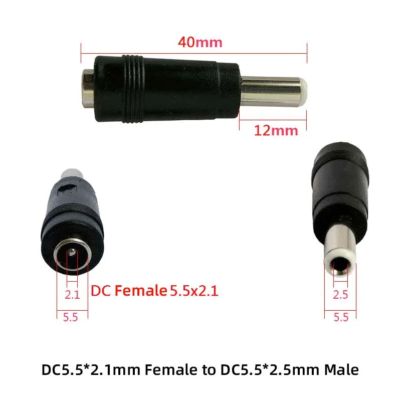 10PCS DC power adapter plug, adapter head 5.5*2.1/2.5mm male and female notebook adapter power source