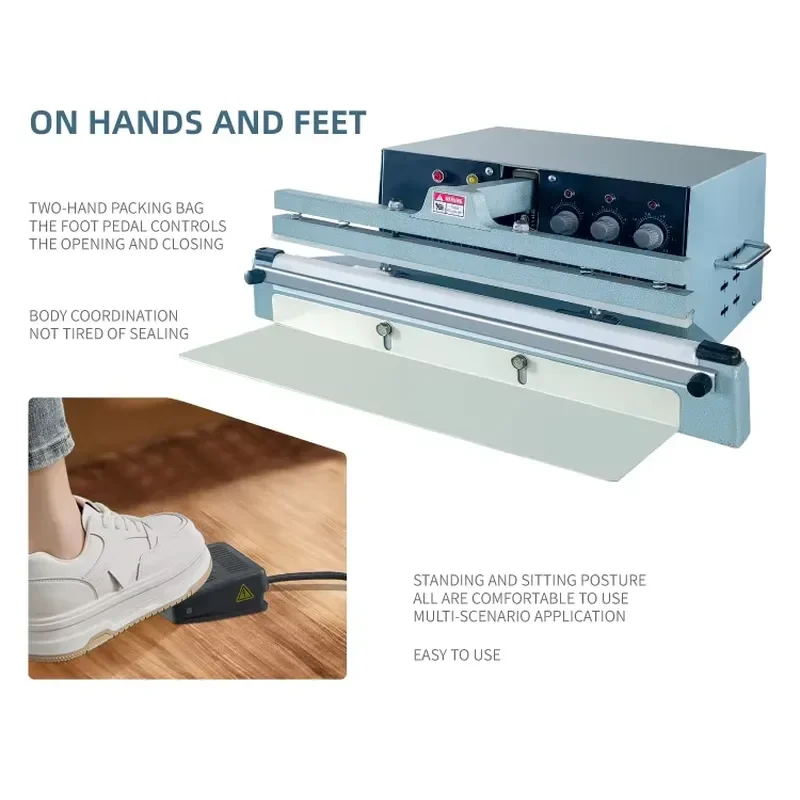 Automatic Durable Metal Large Pure Copper Transformer Foot Hand Impulse Heat Sealer Machine for Sealing Plastic Aluminum ESD