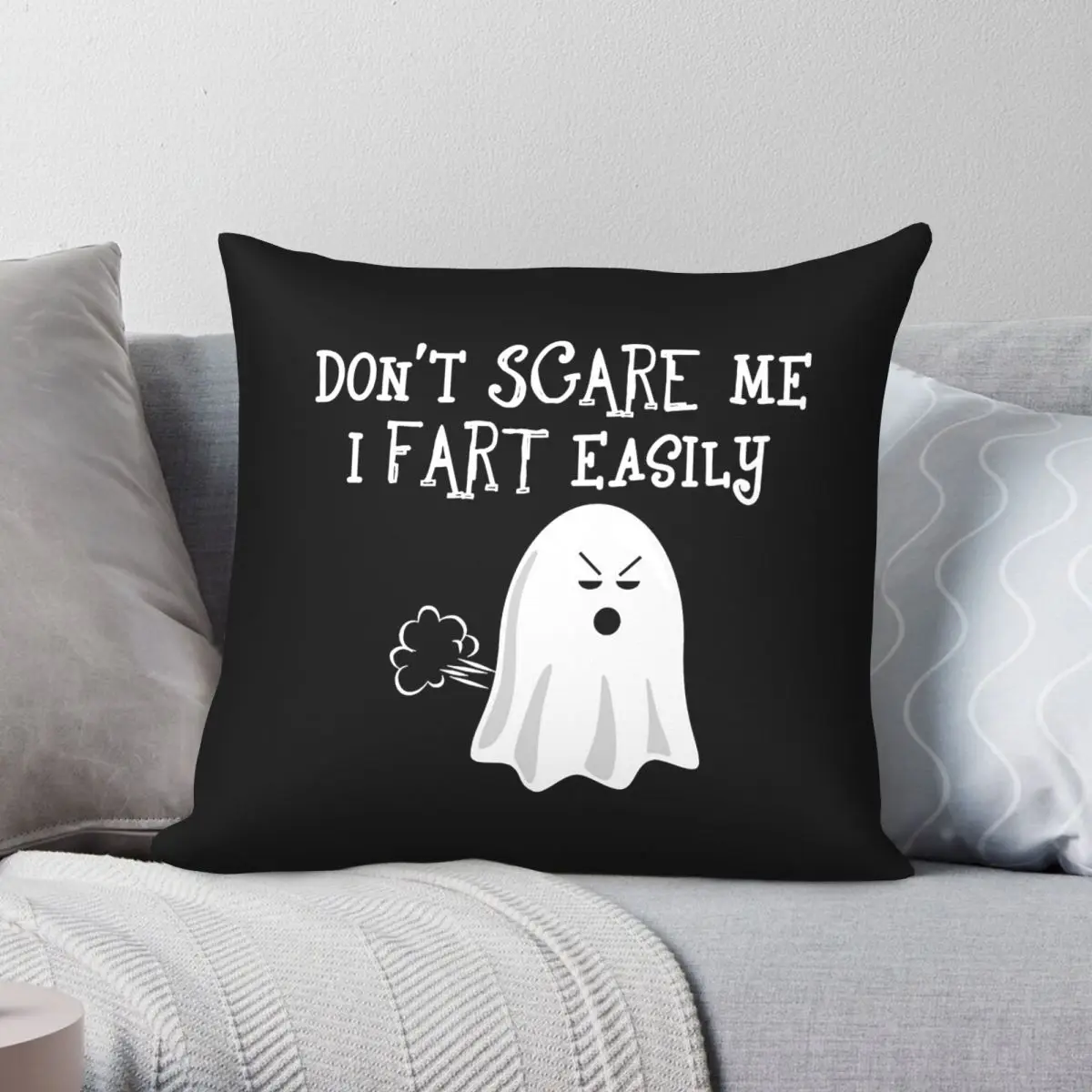 Don't Scare Me I Fart Easily Square Pillowcase Polyester Linen Velvet Pattern Zip Decorative Home