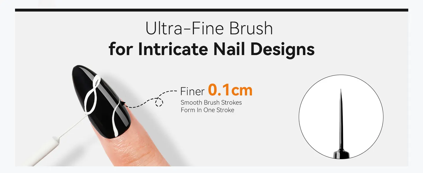 Makart Gel Nagellack Liner Set 8ml, 2 Farben Nail Art Sommer Französisch Politur weiß schwarz für Französisch Spitze Wirbel ziehen Nagel einweichen – Detail 17
