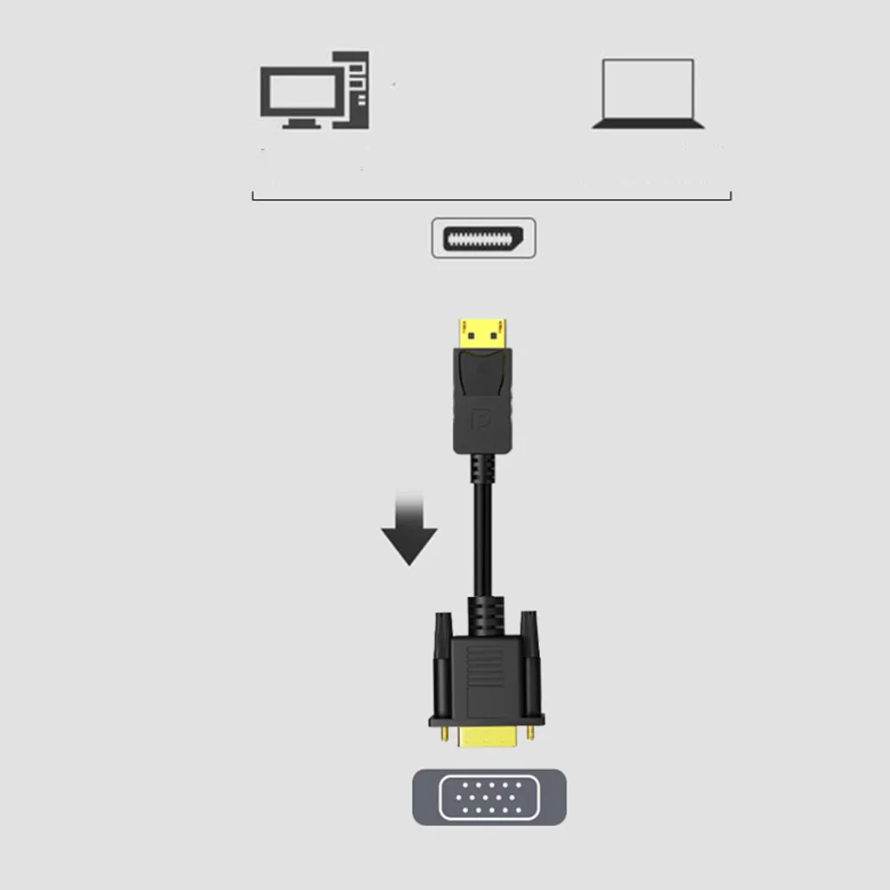 VGA Adapter Cable for Computer, Projector, Laptop – 1080P Audio/Video, Gold-Plated, Stable Black Cable