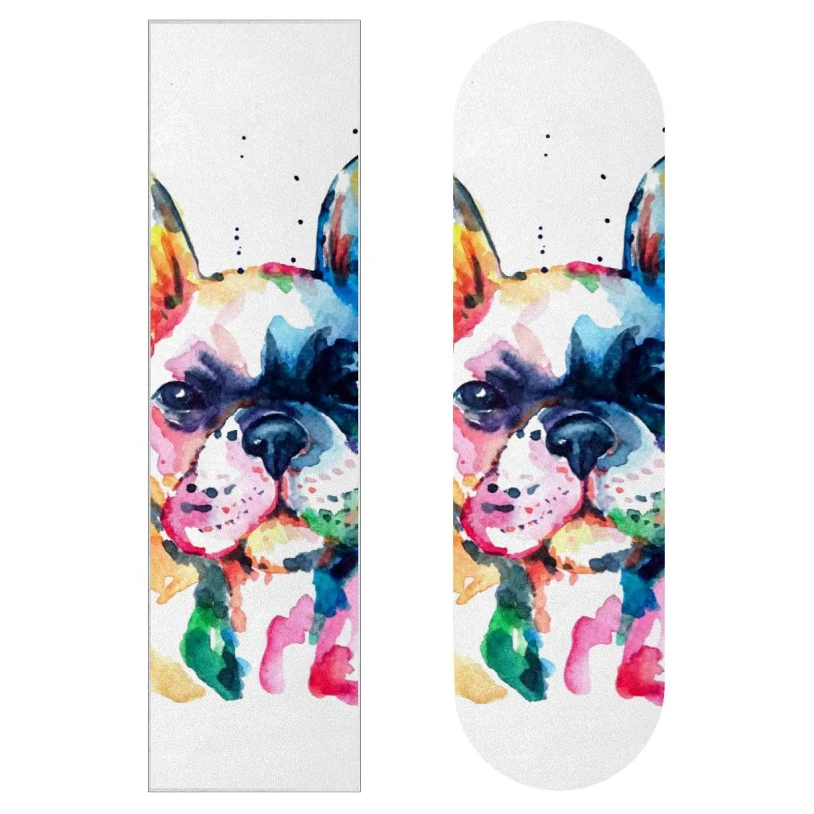 Watercolor Cute Dog Skateboard Grip Tape,Cool Design Longboard Griptape Sandpaper for Rollerboard,Waterproof Scooter Grip Tape