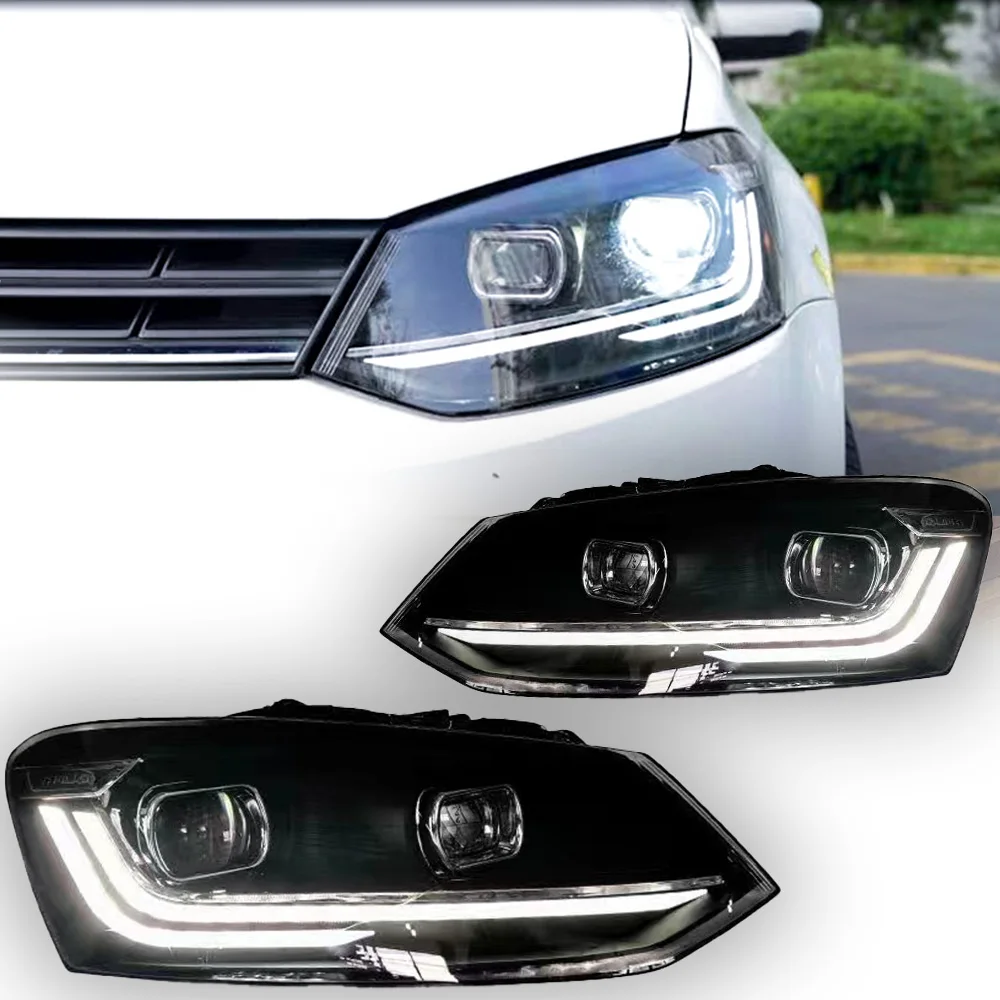 AKD LED Światła Samochodowe do VW Polo Reflektor 2011-2023 Volkswagen Vento LED Soczewka Projektorowa DRL Hid Lampa Przednia Bi Xenon Akcesoria