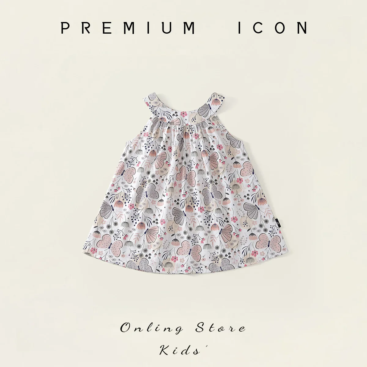 Girl's Neck Hanging Printed Dress 2025 Summer Countryside Style Sleeveless Vest Dress for Children