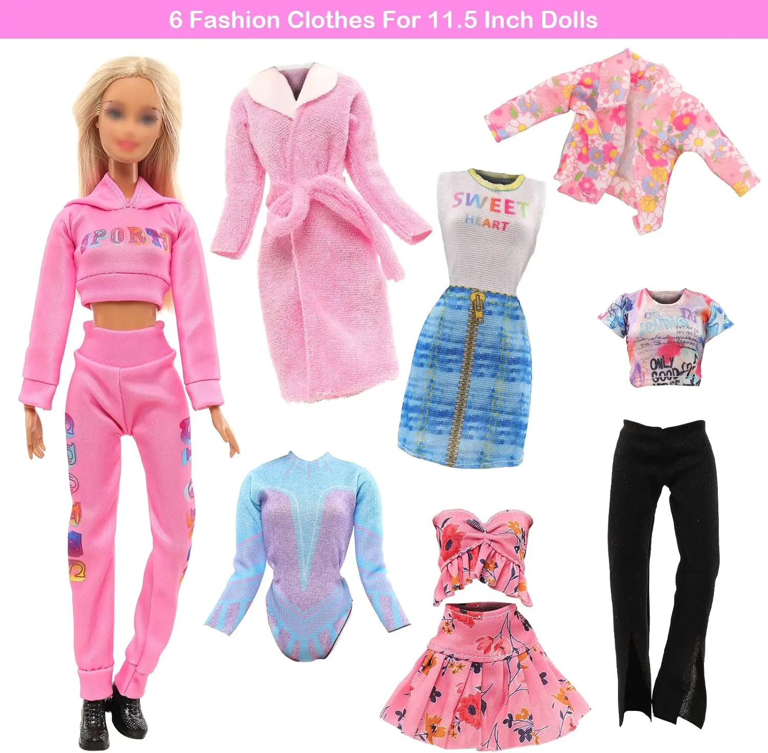 Barwa 4 Dresses + 2 Trousers + 2 Swimwear + 10 Shoes + 9 Accessories For 30 CM Girl Dolls