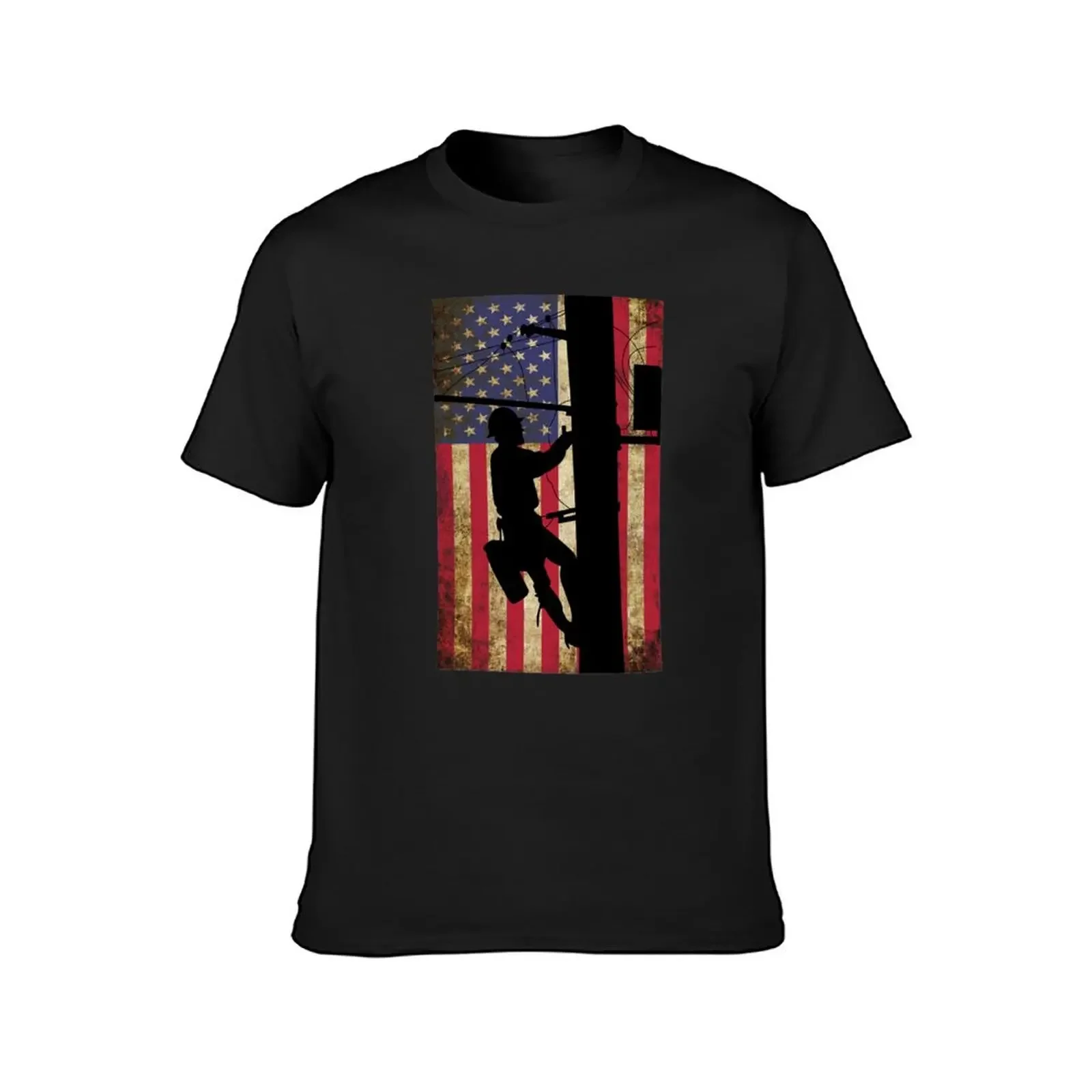 American Power Lineman Electrician Repairman T-Shirt oversizeds cute clothes quick-drying graphic tee shirt men clothings