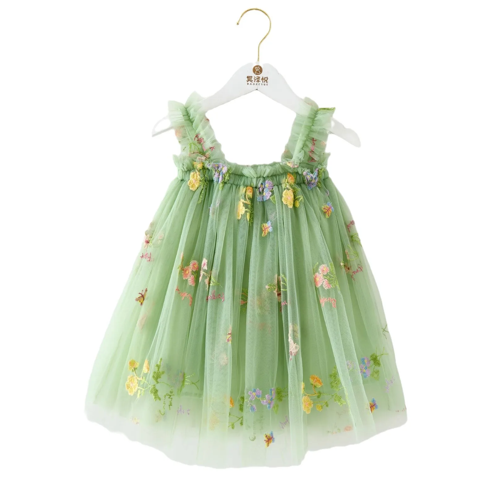Children's skirt embroidery new suspender girls dress sweet gauze children's princess 5
