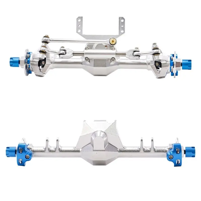 A84F-Aluminum Front Rear Straight Axle With Hydraulic Steering Link For RC Crawler SCX24 Deadbolt 90081 C10 Gladiator Sliver