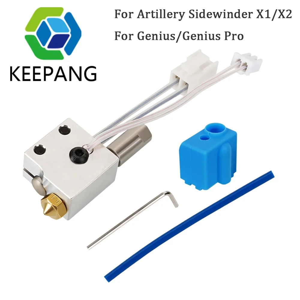 For Sidewinder X1/Genius Hotend Kit NTC100K Thermistor 0.4mm Nozzles Heat Tube Throat Volcano Heat Block 3D Printer Extruder