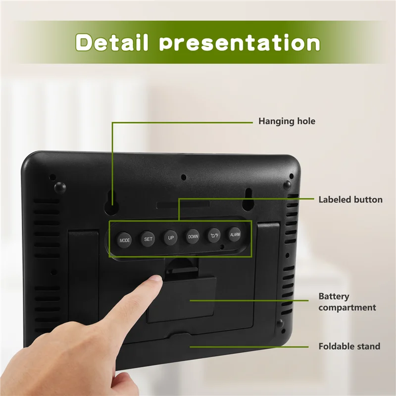 AB08-Large Display Digital Wall Clock,Silent Desk Shelf Clocks Battery Operated Easy To Read Nightstand Alarm Clock With No Nigh