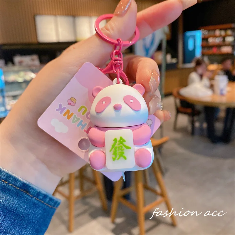 

2024 New Internet Celebrity Gleamy Panda Car Keychain Exquisite Car Key Men's and Women's Cute Backpack Pendant Key Accessory