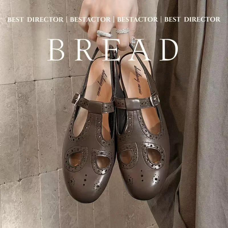 

2026 new spring summer women sandals natural leather 22-24.5cm cowhide+sheepskin+pigskin round toe hollow-out buckle women shoes