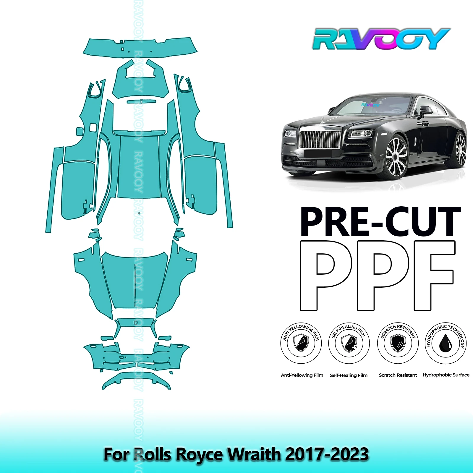 

8.5Mil Precut PPF Paint Protection Film Full Vehicle Clear Bra For Rolls Royce Wraith 2017-2023