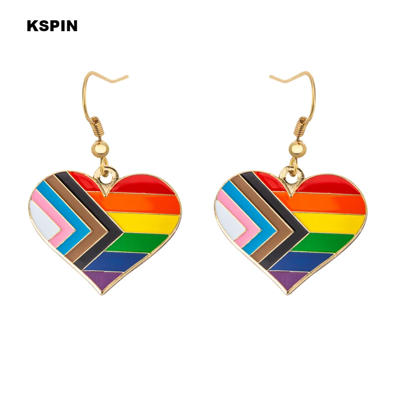 Progress Pride Genderqueer pride LGBT Earrings Gay Pride Rainbow Earrings Jewelry For Women Men Lovers Gift