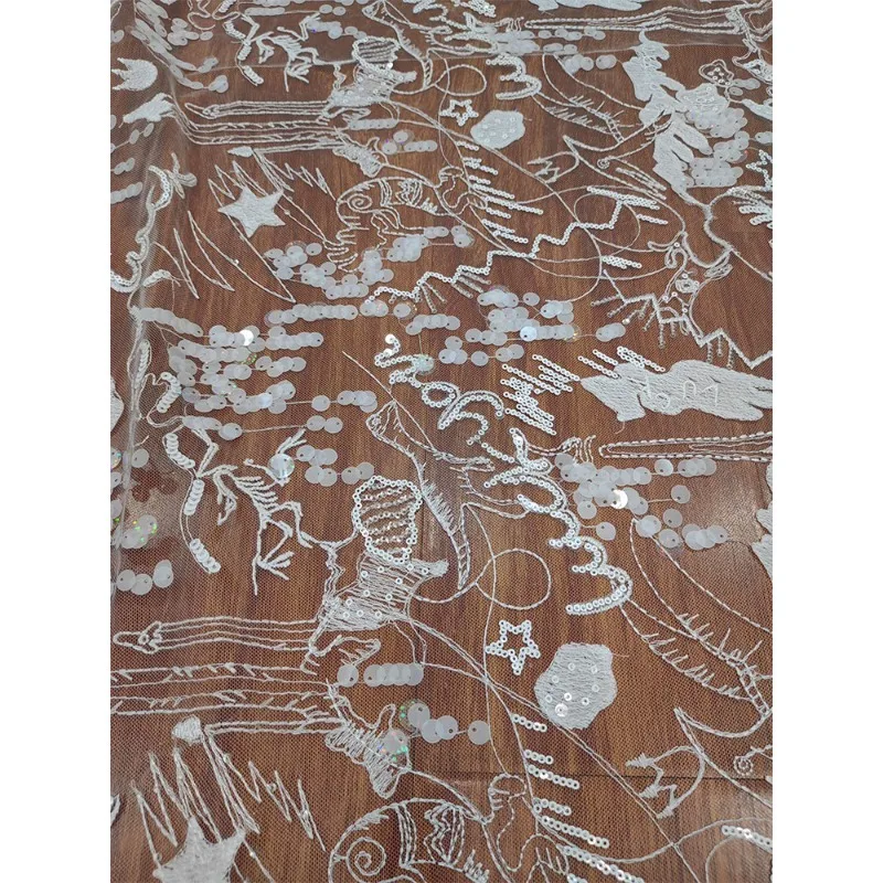 New Exquisite and Soft Decal Lace Mesh Embroidery Bead Sequins Handmade Wedding Veil Dress Decoration Clothing Accessories