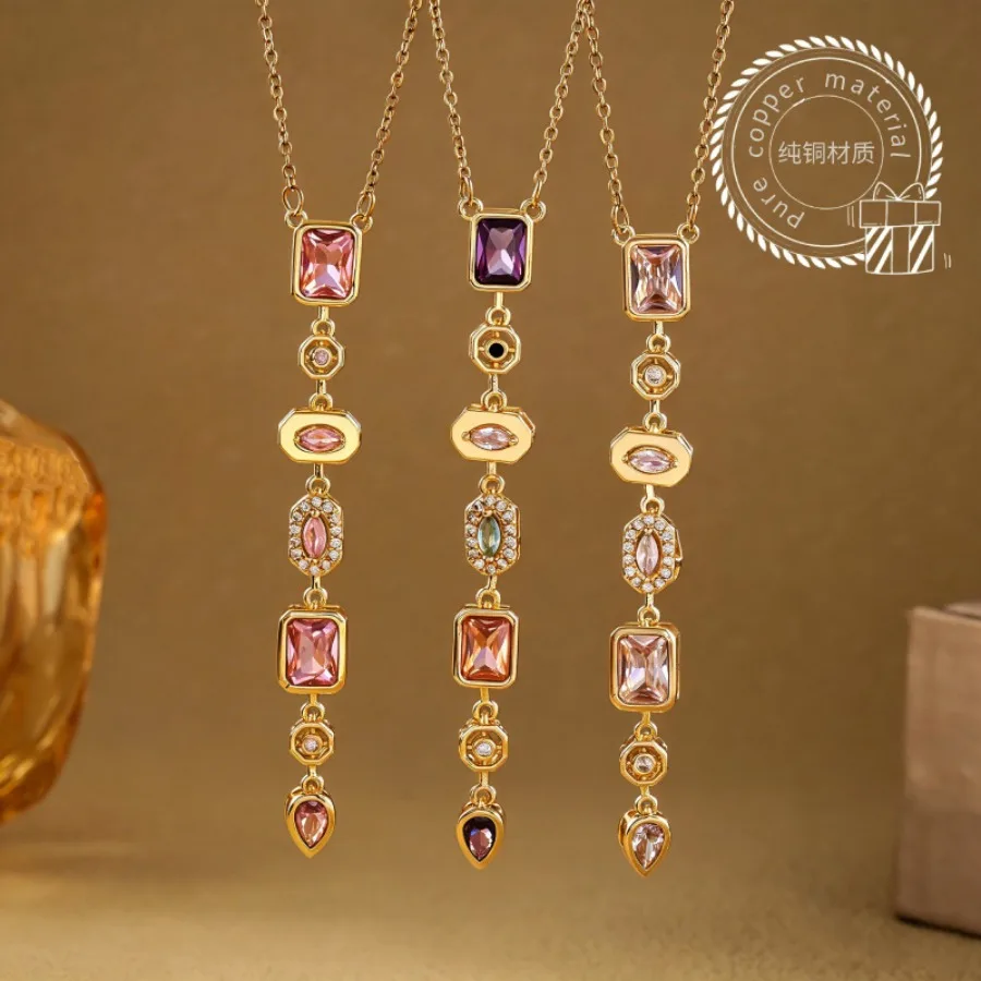 European and American cross-border retro palace flash diamond pendant necklace light luxury temperament exquisite fashion high-