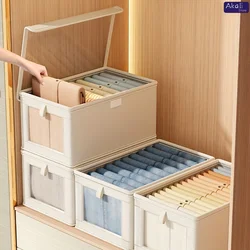 Large Canvas Storage Box with Clear Window Thickened Foldable Clothes Organizer with Lid Home Dustproof Storage Box