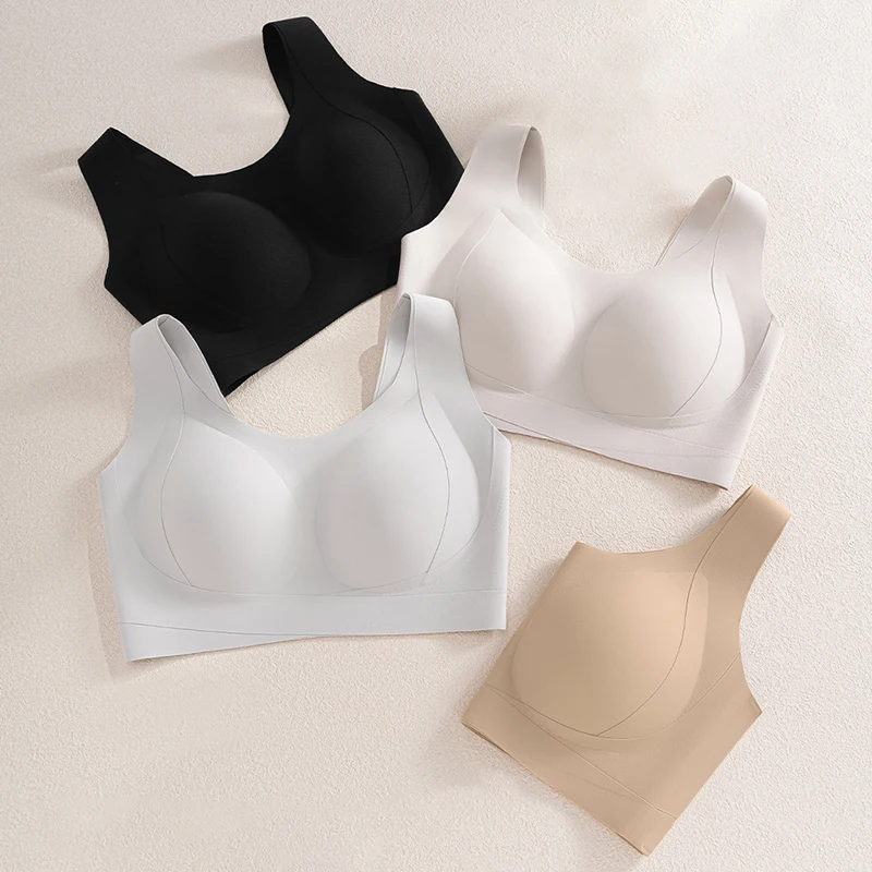 Quality Large Size Double Lift Seamless Women Underwear Sports No Steel Ring Shaping Gathering Fixed Cup Sports WomenBra
