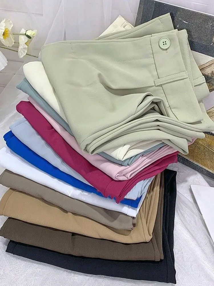 Pantaloni a gamba larga primavera estate donna moda coreana a vita alta abiti dritti Pantalones eleganti pantaloni larghi di ghiaccio Casual Spodnie