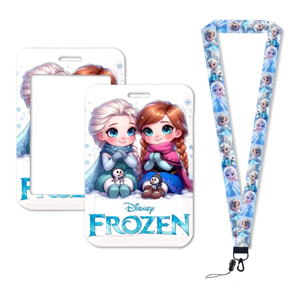 Disney Frozen 2 Elsa Anna princesa Linda funda de tarjeta niñas Campus lindo tarjetero titular de la tarjeta de identificación niñas niños insignia de estilo Vertical