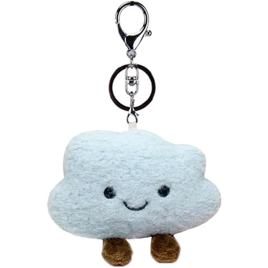 

HSYHERE Super Cute Kawaii Smiling Face Happy Cloud Plush Cloud Baby Women Girls Keychain Pendant Metal Key Ring Keychain