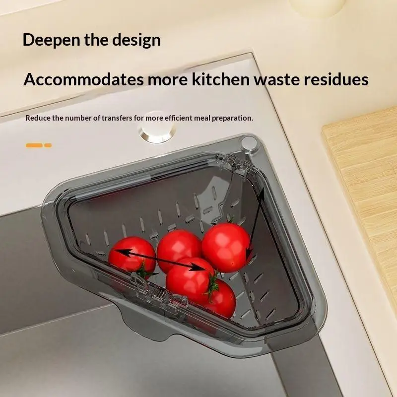 Kitchen Sink Corner Drain Strainer Basket Durable Plastic Fast Draining Easy Clean for Apartment Small Kitchen Sink Accessories