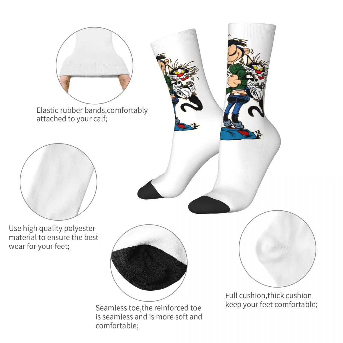 Winter Warm Harajuku Men's Women's The Twins Of Gambler Gomer Goof Socks Gastone Lagaffe Breathable Soccer Socks