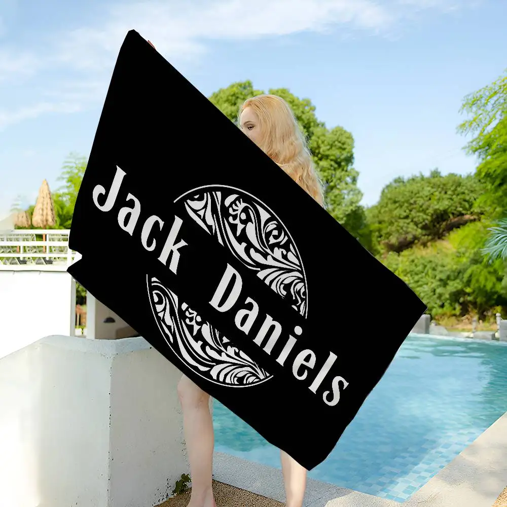 J-Jack-Daniels-Toalla de playa con diseño de whisky para niños, Toalla de baño personalizada, toalla de piscina, regalo de vacaciones, toalla de Picnic, regalo de fiesta